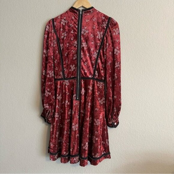 Highly Preppy Red Velvet Lace Dress Sz S Romantic Gothic Vampirecore Regencycore - Picture 4 of 14